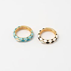 2PCS - Oval Opal Ring, Checked Enamel Ring Component, Plaid Opal Ring, Heart Open Ring, Tartan Round Ring, Real 14K Gold Plated [RG0031-PG] Item Details Measurement: 4.5 X 21.5mm  Hole Size : 15.5mm Material: Brass, Enamel, Synthetic Lab Created Opal Color: Real 14K Gold Plated  Quantity: 2 Pieces Country of Origin : South Korea White Ring With Black Enamel For Gift, Multicolor Enamel Anniversary Ring, White Black Enamel Gift Ring, Oval Enamel Ring For Gift, Enamel Round Promise Ring, Round Enamel Promise Ring, Blue Enamel Round Rings, Blue Oval Enamel Rings, Enamel Open Ring For Anniversary