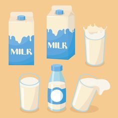 milk and milkshakes are shown in this illustration