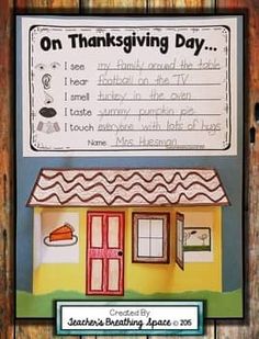 a paper cut out of a house with the words on thanksgiving day