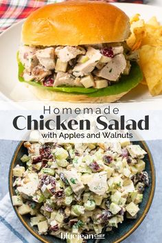 This easy classic chicken salad with apples and walnuts is a fresh, flavorful twist on a timeless favorite! Tender chicken is combined with crisp apples, crunchy walnuts, and a creamy dressing for a delicious balance of textures and tastes. Perfect for lunch, a light dinner, or a picnic, this simple chicken salad is quick to prepare and always a crowd-pleaser. Tortilla Chicken, Croissant Sandwiches, Chicken Salad Croissant, Homemade Chicken Salads, Cranberry Chicken Salad, Sandwiches Recipes, Chicken Salad With Apples, Rotisserie Chicken Salad, Croissant Sandwich