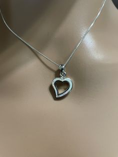 "* Blue and White opal heart necklace *Sterling Silver * Lab created opal *Free Shipping *Jewelry ship in Gift box *Necklace length: 16\", 18\" or 20\" *Lovely necklace with a pendant on a sterling silver chain with spring ring closure, this necklace is so pretty . A must for any occasion . Thank You For Looking ,And Check Out More Items In My Etsy Shop For More Great Deals, Also We Add More Jewelry To Etsy Shop Regularly" Hallmarked Heart Cut Necklace For Valentine's Day, Hallmarked Heart Necklace For Valentine's Day, Hallmarked Heart Necklace As Gift, Stamped 925 Open Heart Necklace For Gift, Gift Heart Necklace Hallmarked, 925 Stamped Heart Pendant Necklace For Valentine's Day, Sterling Silver Open Heart Necklace With Heart Beads, Valentine's Day 925 Stamped Heart Necklace, Sterling Silver Open Heart Necklace For Valentine's Day