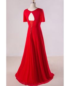 Shop affordable plus size flowing red chiffon sweep train long formal bridal party dress online. Custom-made any plus size or color. Pro since 2009. Mascarade Ball, Bridal Party Dress, Second Wedding Dresses, Long Outfit, Brides Dress, Party Dresses Online, Plus Size Party Dresses, Red Chiffon, Plus Size Formal Dresses