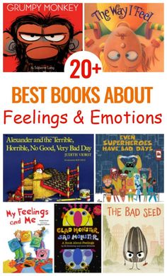 children's books about feelings and emotions with text overlay that reads 20 children's books about feelings and emotions