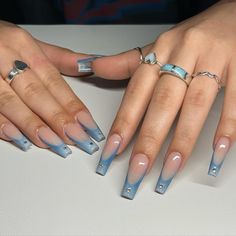 aura french tips 🫧 Airbrush Nails French Tips, Aura Nails With French Tips, Aura French Nails, Aura French Tip Nails, Aura Nails Blue, French Bleu, Aura Nails, Blue French Tips, 2024 Nails