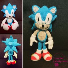 crocheted sonic the hedgehog stuffed animal toy