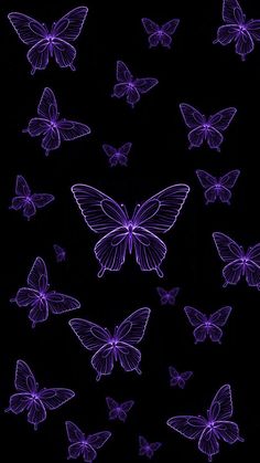 purple butterflies flying in the dark