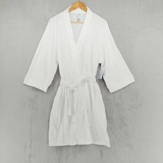 New 60% Cotton, 40% Polyester For A Soft And Durable Feel Classic White Waffle Knit Texture Kimono-Style With A Wrap Front And Self-Tie Belt Long Sleeves For Added Comfort And Warmth Mid-Thigh Length, Perfect For Lounging Lightweight Fabric Ideal For Year-Round Use Perfect For Post-Shower Comfort Or Cozy Mornings Machine Washable For Easy Care Cozy Mornings, Knit Texture, Kimono Style, Sleepwear Robe, Christmas 2024, Croft & Barrow, Kimono Fashion, Tie Belt, Waffle Knit