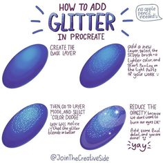 how to add glitter in procreate with the text above it and below it