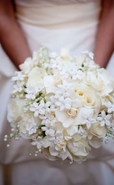 Check out this gorgeous bridal bouquet designed with stephanotis, gardenia and white roses. Classic, elegant and timeless - this monochromatic bouquet is a stunner for sure Gardenia Bridal Bouquet, Stephanotis Bouquet, Gardenia Bouquet, Gardenia Wedding, Small Wedding Bouquets, Beautiful Bridal Bouquet, White Roses Wedding, Wedding Bouquets Bride, Bridal Bouquet Flowers