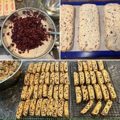 the process of making cookies and pastries is being made in different stages, including baking