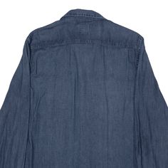 Item is in good used condition. >Size: S >Armpit To Armpit: 19" >Armpit To Cuff: 19" >Collar To Hem: 28" Washed Blue Collared Shirt, Washed Blue Chambray Long Sleeve Denim Top, Long Sleeve Chambray Denim Top In Washed Blue, Washed Blue Chambray Collared Shirt, Blue Unstructured Washed Tops, Collared Washed Blue Denim Shirt, Denim Blue Shirt With Spread Collar, Blue Denim Long Sleeve Shirt, Blue Long Sleeve Denim Shirt