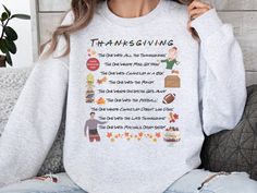 Are you a BIG Friends Fan?! This is for you!! This is the PERFECT sweatshirt to wear for all your Thanksgiving festivities ~ Show off you love for FRIENDS and all the iconic Thanksgiving episodes. ~ ~ ~ Ideal for any situation, a unisex heavy blend crewneck sweatshirt is pure comfort. These garments are made from polyester and cotton. This combination helps designs come out looking fresh and beautiful. The collar is ribbed knit, so it retains its shape even after washing. There are no itchy side seams on these sweaters.  -Made with a medium-heavy fabric blend of 50% cotton and 50% polyester - this sweatshirt feels cozy and is the perfect choice for those colder months. -The classic fit along with the crew neckline delivers a comfy wearing experience with a clean-cut style. Meanwhile, the d Thanksgiving Episodes, Friends The Tv Show, Thanksgiving Festivities, Thanksgiving Friends, Friends Fan, Friends Thanksgiving, Big Friends, Friends Tv Show, Thanksgiving Shirts