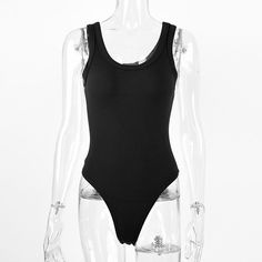 F00217239-104 High Stretch Solid Color Leotard For Club, Sleeveless Fitted Solid Color Leotard, High Stretch Sleeveless Leotard For Summer, Basic Black Summer Bodysuit, Basic Black Bodysuit For Summer, Sleeveless Casual Club Bodysuit, Casual Sleeveless Club Bodysuit, Trendy Sleeveless Swimming Bodysuit, Casual Sleeveless Bodysuit For Club