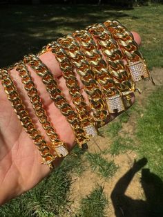 Gorgeous 18k yellow gold plated mens or ladies Cuban Link bracelets

 
Real 18k gold 5x electroplated over stainless steel
 
100% NICKEL & BRASS FREE so it will never turn your hand green!
Most people wear this chain for MANY YEARS without it changing color.
 
We have 8-14mm in thickness (Ranging from 25-100 grams depending on thickness & length)
VERY HEAVY & SOLID FEELS JUST LIKE GOLD!
Here is weight in 8" (if your bracelet is longer or shorter weight will vary)
8mm - 28 grams
10mm- 44 grams
12mm- 62 grams
14mm- 80 grams

Stand out from the crowd with a 1ct CZ clasp that is unique & ICY!

Handset 100 micropave CZ that look just like the real thing!!!
 
 
Each piece is stamped with 18k GP
 
YOU ARE GUARANTEED TO Gold Cuban Link Jewelry With Cubic Zirconia, Gold Cuban Link Bracelet With Cubic Zirconia, Iced Out Gold Chain Link Bracelet, Gold Cuban Link Chain Bracelet With Cubic Zirconia, Luxury Gold Cuban Link Bracelet With Cubic Zirconia, Gold Iced Out Cuban Link Bracelet With Cubic Zirconia, Gold Iced Out Cuban Link Bracelet, Gold Curb Chain Bracelet With Cubic Zirconia, Gold Cuban Link Bracelet Iced Out With Cubic Zirconia