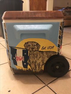 an ice chest with a dog on it