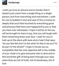 an image of someone's text message to her boyfriend on his phone screen, which reads i wish you love so since and so tender that it doesn't just come from a single thing or a single