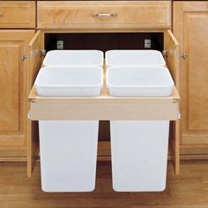 Rev-A-Shelf Quad Top Mount Recycle Center 27 Quart 4WCTM-27-4 #recyclebins Recycle Center, Recycling Bins Kitchen, Trash Can Cabinet, Frameless Cabinets, Camper Storage, Rev A Shelf, Waste Container, Cape House, Recycling Center