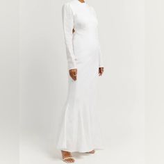 Dissh Aisle White Linen Long Sleeve Maxi Dress Size 8 New Without Tags See Photos For Condition Measurements Approximate Flatlay See Photos For Condition Size 8 100% Linen White Side Zipper Tags: Dissh Dress, Linen Dress, Wedding Dress, Bridal Dress, Bridal Era, Bachelorette Dress Spring Dinner Fitted Gown, Fitted Floor-length Brunch Dresses, Fitted Floor-length Dress For Brunch, Chic White Long Sleeve Gown, White Long Sleeve Cocktail Gown, White Fitted Dinner Gown, Long Sleeve Gown For Dinner In Spring, Maxi Pants, Bachelorette Dress