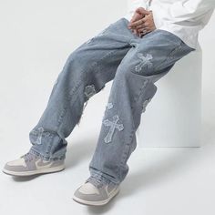 DETAILSMaterial: DenimClosure Type: Zipper FlyMID waistPattern Type: Solid Pantalones Boyfriend, Low Rise Baggy Jeans, Patch Jeans, Chic Jeans, Women Cargo Pants, Y2k Pants, Streetwear Jeans, Y2k Men, Jean Vintage