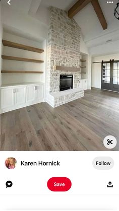 an image of a living room with white walls and wood flooring on instagram