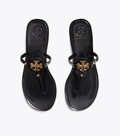 Tory Burch Mini Miller Flat Thong Sandal: Women's Shoes $98 Designer Sandals With Cushioned Footbed And Single Toe Strap, Designer Tan Sandals With Cushioned Footbed, Tan Heels For Summer, Designer Patent Leather Flat Sandals, Designer Patent Leather Sandals With Flat Heel, Luxury Tan Sandals For Spring, Luxury Tan Heels For Summer, Luxury Tan Flat Heel Sandals, Designer Tan Sandals With Round Toe