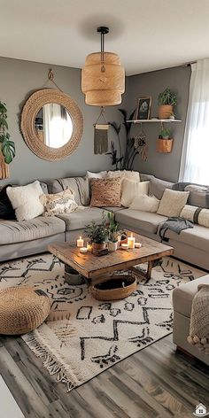 a living room filled with lots of furniture and decor