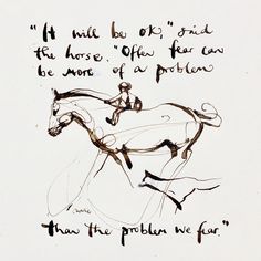 an ink drawing of a horse and rider with a poem written on the back side