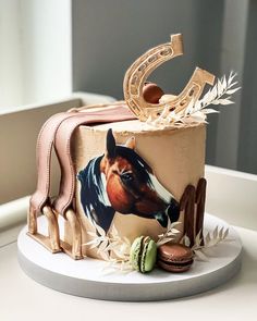 a cake decorated with an image of a horse