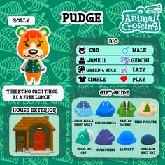 an animal crossing game with animals and other things on the screen, as well as information about them