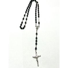 Vintage black beaded rosary necklace. Inri cross Crucifix. Black beads. Vintage rosary necklace. JH38H. Black Beaded Cross Rosary, Black Beaded Cross-shaped Rosary, Black Cross Rosary As Gift, Black Beads Cross Rosary Gift, Black Crucifix Rosary Bracelet As Gift, Black Spiritual Rosary Bracelet With Cross, Black Crucifix Rosary As Gift, Vintage Rosary, Beaded Rosary