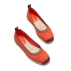 Heel Stretch, Scallop Trim, Kate Spade Shoes, Box Color, Espadrille Shoes, Pull Tab, Color Orange, Rubber Sole, Casual Shoes