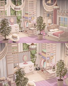 the interior of a doll house with furniture and accessories