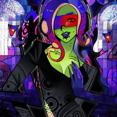 an image of a woman with headphones on her face and hands behind her back