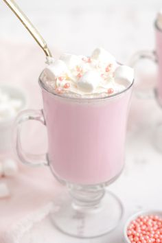 hot chocolate with marshmallows in a glass mug