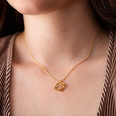 Saturn Necklace, Planet Necklace, Pendant Minimalist, Local Eclectic, Minimalist Pendant, Zirconia Necklace, Dainty Pendant, Vermeil Jewelry, Custom Earrings