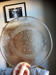 a person holding a glass plate in their hand