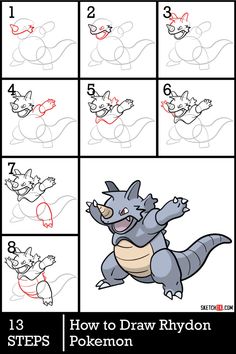 step by step drawing instructions for how to draw pokemon