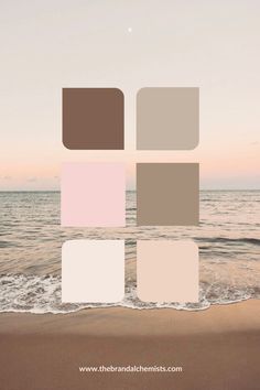 Neutral colour palette with sunrise beach image. Coastal Neutral Color Palette, Neutral Blush Color Palette, Neutral Beach Color Palette, Calm Colour Pallete, Earthy Pink Palette, Natural Colour Palette Earth Tones, Colour Palette Neutral, Earthy Neutral Color Palette, Sand Palette