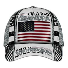 Product title: All Over Printed Veteran Cap, Military Hat For Men Shipping time = Processing time (3-5 days) + Delivery time ( 10-15 days) Product Features: - Premium Quality: Crafted from 100% polyester, this anti-wrinkle cap offers exceptional comfort, quick-drying properties, and lightweight feel, making it the perfect gift for military soldiers, veterans, dads, grandpas, and husbands on Veterans Day. - Comfort and Breathability: Featuring a classic curved brim design with ventilation holes, Patriotic Sports Hat For Veterans Day, Patriotic Snapback Hat For Veterans Day, Veterans Day Snapback Baseball Cap For Outdoor, Patriotic Hats For Veterans Day Outdoor Events, Outdoor Trucker Hat For Father's Day, Adjustable Hat For Veterans Day Outdoor Events, Father's Day Trucker Hat For Outdoor, Father's Day Outdoor Trucker Hat, Patriotic Outdoor Cap