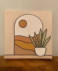 a painting with a potted plant on top of it