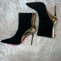 Christian Louboutin Delicotte 100 Suede Ankle Boots (Nwot) Size Heel: 4.25 In Shaft: 6.5 In Size: Uk 41 And Us 11 (I Typically Wear A Nine In Women’s Us Tennis Shoes And 10 In Women’s Us Heels) These Are Brand New And Never Worn. They Will Not Come With Box Or Dust Bag. *******This Item Is Cross Posted On Other Sites Please Message First******** Luxury Ankle Boots With 4-inch Heel, Luxury Ankle-high Heeled Boots With Sculpted Heel, Luxury Boots With Red Sole For Fall, Luxury Fall Boots With Red Sole, Luxury Ankle-high Boots With 4-inch Heel, Elegant Ankle Boots With Contrasting Heel Counter, Chic Heeled Boots With Red Sole, Elegant Ankle-high Heeled Boots With Red Sole, Luxury Fitted Ankle Heeled Boots