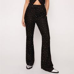 New With Tags. Never Worn. Size: Us 4 Currently On Nasty Gal For $179, Regularly $482 Sequin Flare Pants, Striped Flare Pants, Cheetah Print Leggings, Tailored Jumpsuit, Mesh Pants, Printed Flare Pants, Metallic Pants, Trouser Co Ord, Matching Sweaters