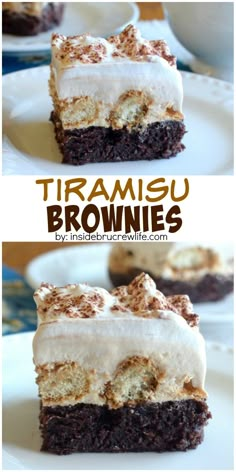 there are two pictures of brownies with marshmallows on top