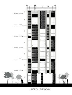 an architectural drawing of the north elevation