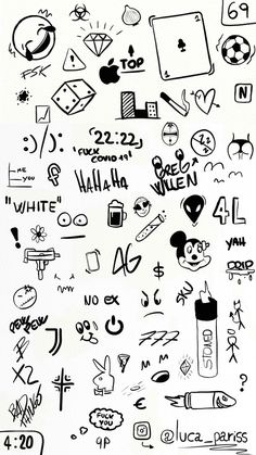 a bunch of doodles that are all over the place