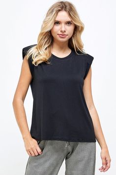 Muscle Tee - Basic - Shoulder Pad - Crew Neck Boss Vibes, Shoulder Muscles, Muscle Tee, Muscle Tank, Muscle Tanks, Muscle Tees, Basic Style, Large Black, Shoulder Pads