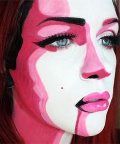 Tricked You! It's Not A Painting, It's A Real-Life Face #Refinery29 Pop Art Costume, Fantasy Make-up, Halloweenský Makeup, Pop Art Makeup, Special Fx Makeup, Theatrical Makeup, Pop Art Girl, Art Costume, Halloween Makeup Easy