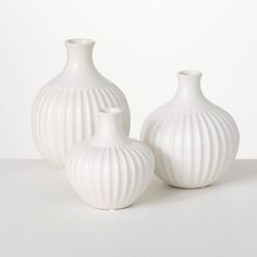 Ribbed White Vase Set Of 3 Bottle Ceramic, Elevated Homes, Bright Florals, Ceramic Bottle, Ceramic Set, Coastal Design, Kitchen Mirror, Bottle Vase, White Vases