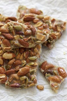 some kind of granola bar with nuts on top