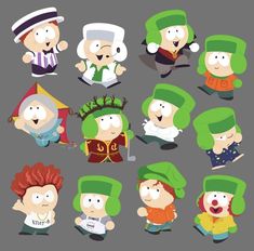 the south park characters are wearing green hats